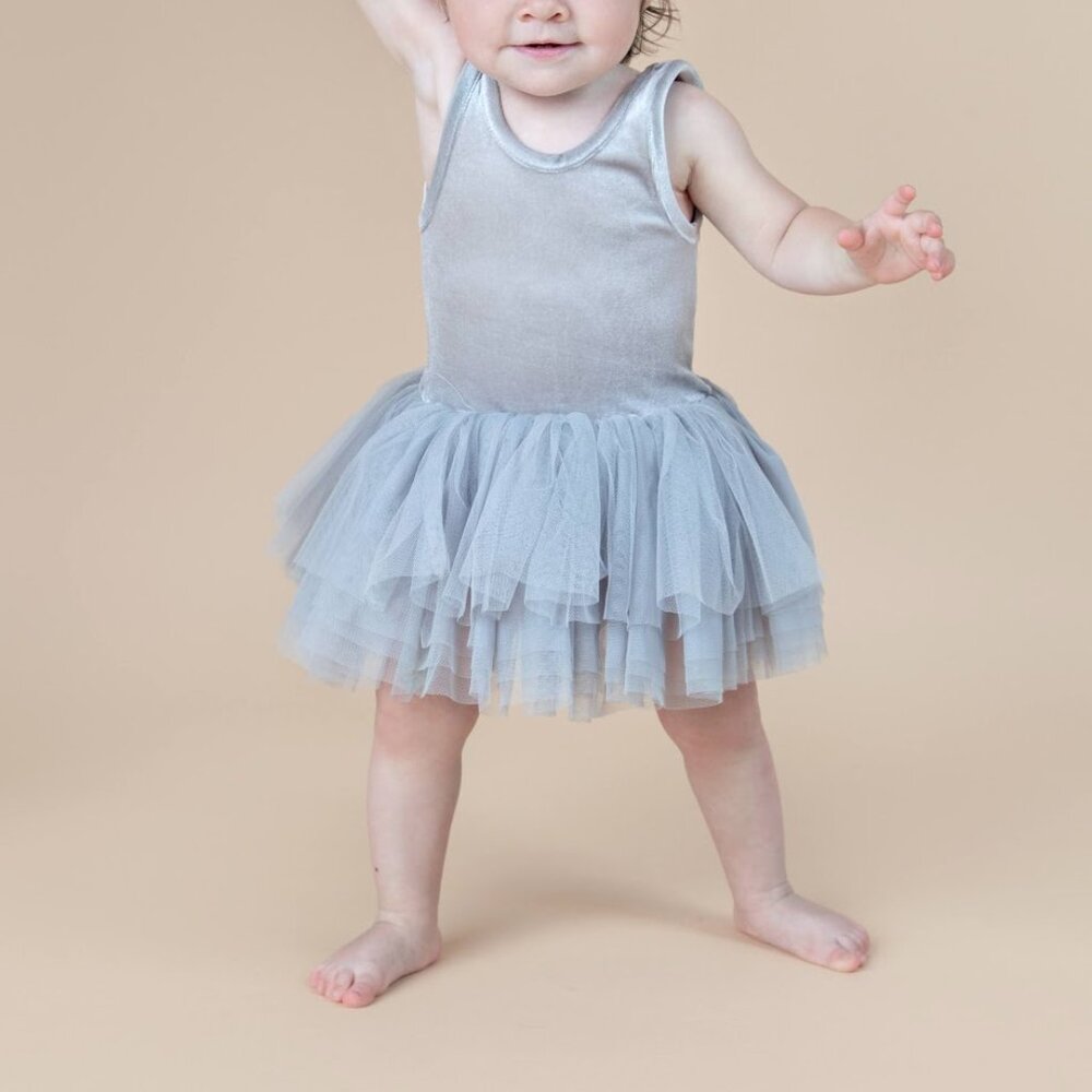 Noralee Tallulah Velvet Tulle Tutu Dress Dusty Blue 12M